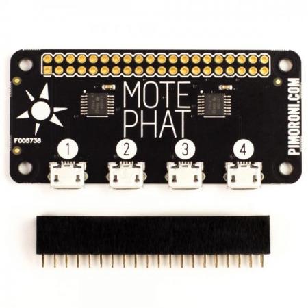디바이스마트,오픈소스/코딩교육 > 라즈베리파이 > 라즈베리파이 확장보드/HAT,Pimoroni,Mote pHAT – Mote pHAT only [PIM216],Pi,PI Zero 호환 / 4개의 Mote 채널 / Mote pHAT pinout / Python library / 소켓 헤더는 납땜 필요!