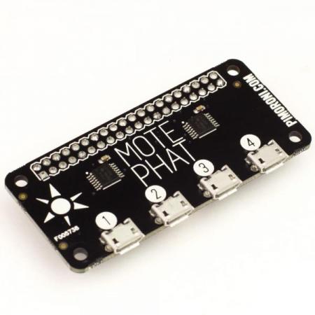디바이스마트,오픈소스/코딩교육 > 라즈베리파이 > 라즈베리파이 확장보드/HAT,Pimoroni,Mote pHAT – Mote pHAT only [PIM216],Pi,PI Zero 호환 / 4개의 Mote 채널 / Mote pHAT pinout / Python library / 소켓 헤더는 납땜 필요!