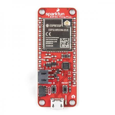 디바이스마트,오픈소스/코딩교육 > 파이썬/IoT 개발 보드 > ESP32,SparkFun,SparkFun Thing Plus - ESP32 WROOM (U.FL) [WRL-17381],ESP32-D0WDQ6 / 와이파이, 블루투스 / Feather 호환 / Arduino IDE / 전압 : 2.3~3.6V / 크기 :  2.55 x 0.9인치 / 최대 13개의 12bit ADC 채널