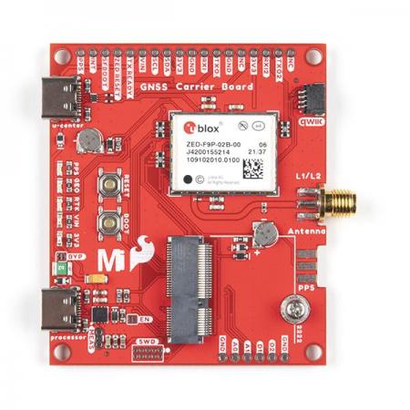 디바이스마트,MCU보드/전자키트 > 통신/네트워크 > GNSS/GPS > GPS 보드,SparkFun,SparkFun MicroMod GNSS Carrier Board (ZED-F9P) [GPS-17722],10mm의 3차원 정확도가 가능한 RTK를 포함한 고정밀 GPS 최고급 모듈 / 2개의 USB-C 커넥터, 버튼 포함, 충전식 백업 배터리, 전원, 3.3V, PPS, RTK 및 지오펜싱에 대해 5개의 상태 LED를 사용 가능