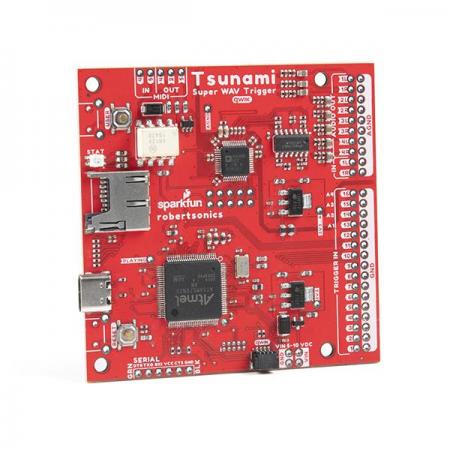 디바이스마트,MCU보드/전자키트 > 프로세서/개발보드 > ARM > Cortex-M7,SparkFun,Tsunami Super WAV Trigger (Qwiic) [WIG-18159],최대 4096개의 비압축 16비트, 44.1kHz 모노 또는 스테레오 WAV 파일 지원 / 통합 광절연기가 있는 전용 MIDI 포트가 있어 모든 MIDI 컨트롤러에 쉽게 연결할 수 있습니다.