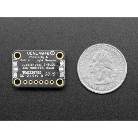 디바이스마트,MCU보드/전자키트 > 센서모듈 > 빛/조도/컬러/UV > 빛/조도/CdS센서,Adafruit,Adafruit VCNL4040 Proximity and Lux Sensor - STEMMA QT / Qwiic [ada-4161],VCNL4040는 약 7.5인치 범위위에서 작동하는 근접 센서와 0.125 to 6553lux 범위의 광 센서가 있는 편리한 투인원 센서입니다.