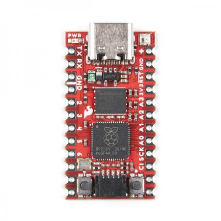 디바이스마트,오픈소스/코딩교육 > 파이썬/IoT 개발 보드 > RP2040/RP2350,SparkFun,SparkFun Pro Micro - RP2040 [DEV-18288],Dual ARM Cortex-M0+ 프로세서 사용 / 6개 뱅크에 264kB 내장 SRAM / SPI 플래시 전용 IO 6개(XIP 지원) / 30 다기능 GPIO / USB 1.1 호스트/장치