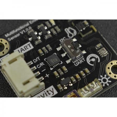 디바이스마트,MCU보드/전자키트 > 센서모듈 > 온도/습도 > 온습도겸용,DFROBOT,Gravity: Multifunctional Environmental Sensor [SEN0501],전환 가능한 I2C 및 UART, 두 가지 출력 모드 / 온도, 습도, 기압, 고도, 자외선 강도, 주변광 강도 동시에 테스트 가능/ 작동 전압: 3.3~5V DC / 작동 전류: 45mA / 작동 온도: -20~70℃