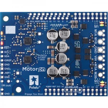 디바이스마트,기계/제어/로봇/모터 > 모터드라이버 > DC모터 드라이버 > 500W 이상 DC모터 드라이버,Pololu,Motoron M2S18v18 Dual High-Power Motor Controller Shield for Arduino (No Connectors) #5038,M2S18v18 / 6.5V ~ 30V 에서 작동 하며 모터당 최대 18A 제공 / 아두이노 / 헤더, 터미널 블록X