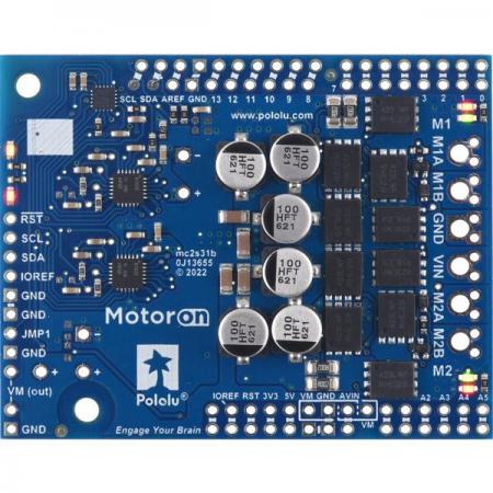 디바이스마트,기계/제어/로봇/모터 > 모터드라이버 > DC모터 드라이버 > 500W 이상 DC모터 드라이버,Pololu,Motoron M2S24v16 Dual High-Power Motor Controller Shield for Arduino (No Connectors) #5047,M2S24v16 / 6.5V ~ 40V 에서 작동 하며 모터당 최대 16A 제공 / 아두이노 / 고전력 / 헤더,터미널 블록X