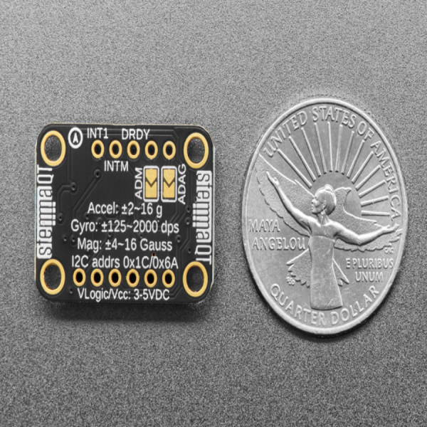 디바이스마트,MCU보드/전자키트 > 센서모듈 > IMU/AHRS(9축 이상),Adafruit,Adafruit LSM6DS3TR-C + LIS3MDL - Precision 9 DoF IMU - STEMMA QT / Qwiic [ada-5543],9축 / 6-DoF IMU / LSM6DS3 / 지자기, 가속도계, 자이로센서