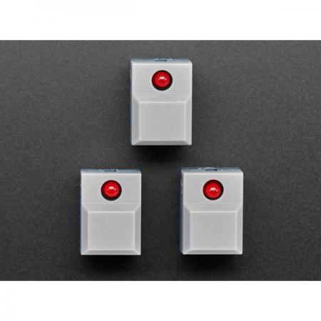 디바이스마트,스위치/부저/전기부품 > 스위치 > 푸쉬버튼 스위치 > 조광형 스위치,Adafruit,Step Switch with LED - Three Pack of Gray Plastic with Red LED - PB86-A1 [ada-5498],PB86-A1 / 회색 푸쉬 스위치 / 최대 20mA, 2.1V / LED 내장 / 17x12x14 mm