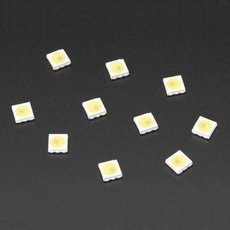 디바이스마트,LED/LCD > SMD LED(칩타입) > 5050사이즈 SMD LED,Adafruit,5050 Cool White LED w/ Integrated Driver Chip - 10 Pack - ~6000K [ada-2351],Cool White LED 10 팩 / 24비트 고주파 PWM으로 제어 / PWM 재생 빈도가 높기 때문에 POV 수행 / 사이즈 : 5050