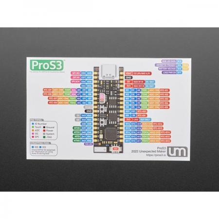 디바이스마트,오픈소스/코딩교육 > 파이썬/IoT 개발 보드 > ESP32,Adafruit,ProS3 - ESP32-S3 Development Board by Unexpected Maker [ada-5401],듀얼 32비트 Xtensa LX7 코어 @ 최대 240Mhz / 2.4GHz 와이파이 - 802.11b/g/n / 8MB의 추가 QSPI PSRAM / 2x 700mA 3.3V LDO 레귤레이터 / LiPo 배터리 충전 + PicoBlade 커넥터
