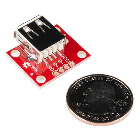 디바이스마트,커넥터/PCB > I/O 커넥터 > USB/IEEE 커넥터 > USB A타입 커넥터,SparkFun,SparkFun USB Type A Female Breakout [BOB-12700],USB Tybe A 암 브레이크 아웃 / 보드형 커넥터 / 암 USB 유형 A 커넥터의 VCC, GND, D- 및 D+ 핀을 0.1인치 피치 헤더로 분리합니다. / 크기 : 26.06 x 22.93mm