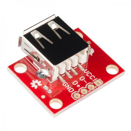 디바이스마트,커넥터/PCB > I/O 커넥터 > USB/IEEE 커넥터 > USB A타입 커넥터,SparkFun,SparkFun USB Type A Female Breakout [BOB-12700],USB Tybe A 암 브레이크 아웃 / 보드형 커넥터 / 암 USB 유형 A 커넥터의 VCC, GND, D- 및 D+ 핀을 0.1인치 피치 헤더로 분리합니다. / 크기 : 26.06 x 22.93mm