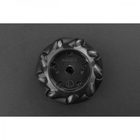 디바이스마트,기계/제어/로봇/모터 > 로봇부품 > 바퀴/휠 > 메카넘 휠,DFROBOT,Black Mecanum Wheel with Motor Shaft Coupling (60mm) - Left [FIT0765],바퀴 직경: 60mm / 휠 두께: 30.62mm / 롤러 수: 9 / 각도: 45° / 적재 능력: 15kg