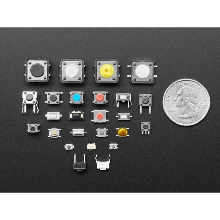 디바이스마트,스위치/부저/전기부품 > 스위치 > 푸쉬버튼 스위치,Adafruit,Tactile Switch Assortment - 25 Different Buttons - 10 pcs each - Through Hole and Surface Mount [ada-5493],Tact 스위치 / 25개 스위치 모음