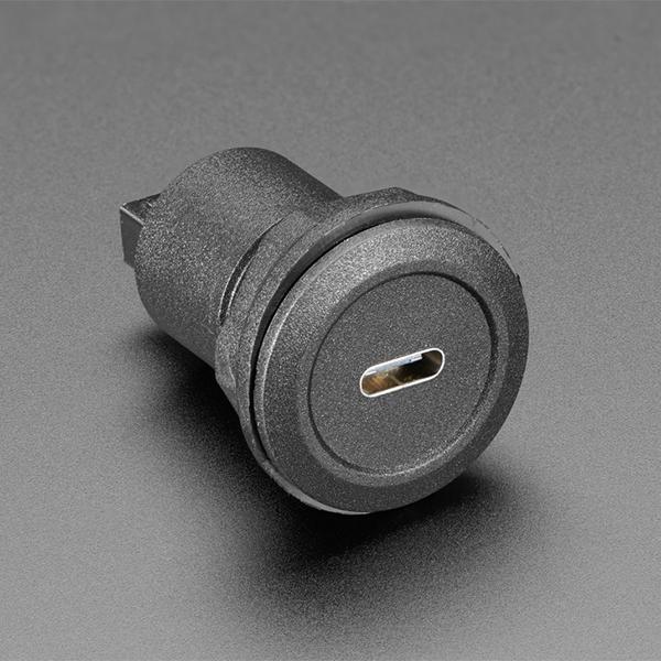USB C Jack to USB A Jack Round Panel Mount Adapter [ada-4259]
