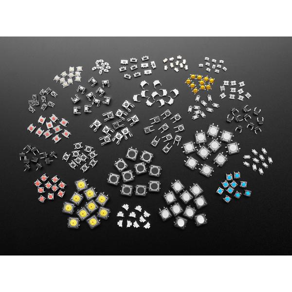 Tactile Switch Assortment - 25 Different Buttons - 10 pcs each - Through Hole and Surface Mount [ada-5493]
