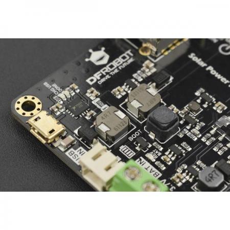 디바이스마트,MCU보드/전자키트 > 전원/신호/저장/응용 > 태양열/태양추적,DFROBOT,Solar Power Manager (for 9V/12V/18V solar panel) [DFR0535],완전한 소전력 및 고효율 태양광 발전 관리 모듈 /  MPPT(Maximum Power Point Tracking) 기능으로 태양광 패널 의 효율 극대화 /  AC 어댑터(30V 이내) 또는 USB 충전기 사용, 3.7V Li 배터리에 최대 2A 충전 전류 제공 /  5V 1.5A, 3.3V가 있는 개별 ON/OFF 제어 가능한 DC-DC 컨버터 3개제공