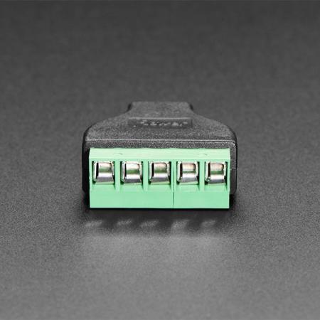 디바이스마트,커넥터/PCB > 터미널블럭 > 소형(핀) 타입,Adafruit,USB Micro B Male Plug to 5-pin Terminal Block [ada-3972],단자대 피치: 5mm / 와이어 게이지: 26-16AWG / 제품 치수: 32.5mm x 28.0mm x 10.4mm / 1.3인치 x 1.1인치 x 0.4인치