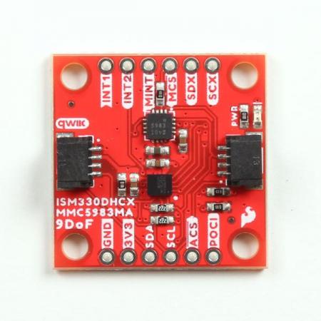 디바이스마트,MCU보드/전자키트 > 센서모듈 > IMU/AHRS(9축 이상),SparkFun,SparkFun 9DoF IMU Breakout - ISM330DHCX, MMC5983MA (Qwiic) [SEN-19895],9축 브레이크아웃 / 고성능 ISM330DHCX 3D 디지털 가속도계, 자이로스코프 / 고감도 MMC5983MA 3축 자력계 / 풀 스케일 가속 범위 : ±2/±4/±8/±16g