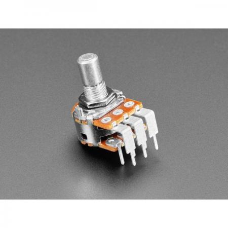 디바이스마트,RLC/수동소자 > (R) 저항 > 가변저항(포텐셔미터) > 로타리 포텐셔미터,Adafruit,Alpha Dual-Gang 16mm Right-angle PC Mount - 250K Audio - RV16A01F-41-15R1-A250K-30H4 [ada-5268],Alpha Dual-Gang 250K 오디오 가변저항 / 스테레오 제어를 위한  투인원 가변저항 스택 / 오디오/로그 테이퍼 250K 옴 전위차계로 양쪽에 하나의 공유 노브