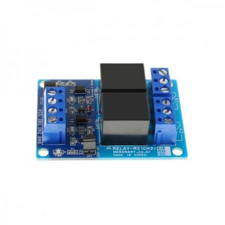디바이스마트,MCU보드/전자키트 > 전원/신호/저장/응용 > 릴레이,AVRMALL,[NER-17753] RELAY-M2(CH2)-5V (2CH Relay Module),동작전압 : 5V / 채널 : 2ch / AC 출력 : 10A 120V, 6A 250V / DC 출력 : 10A 24V / 모듈 크기 : 44mm x 61mm x 19.9mm