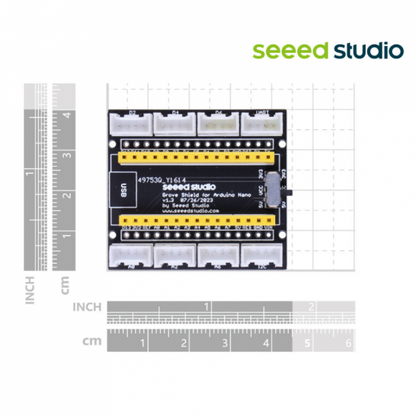 디바이스마트,오픈소스/코딩교육 > 아두이노 > 아두이노 호환쉴드,Seeedstudio,Grove Shield for Arduino Nano v1.3 [103100124],V1.3 업데이트 / Arduino Nano 33 시리즈 개발 보드를 지원 / VCC 3.3V/5V 스위치 추가