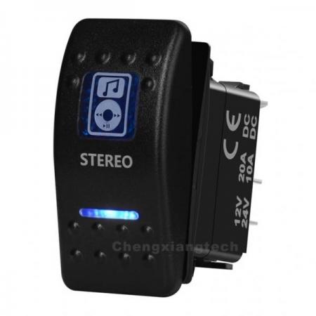 디바이스마트,EV 전기차/캠핑카/그린에너지 > 스위치/커넥터/릴레이 > 스위치/셀렉터,SMG,12v/24v ARB스타일 방수 푸쉬 스위치 파란색 (STEREO) [TYE-LS043],24V, 10A / 12V, 20A / SPST / 방수 IP 6 / 블루 / STEREO