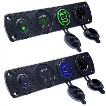 디바이스마트,EV 전기차/캠핑카/그린에너지 > 컨트롤패널/박스 > 컨트롤패널,SMG,12V, 1 LED 듀얼 USB 차량용 충전기 전압계 패널 (빨강) [TYE-SP009],스위치 1구 / 전압계 / 듀얼 USB / 시가잭 / 레드