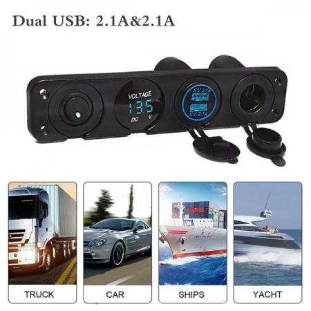 디바이스마트,EV 전기차/캠핑카/그린에너지 > 컨트롤패널/박스 > 컨트롤패널,SMG,12V, 1 LED 듀얼 USB 차량용 충전기 전압계 패널 (빨강) [TYE-SP009],스위치 1구 / 전압계 / 듀얼 USB / 시가잭 / 레드