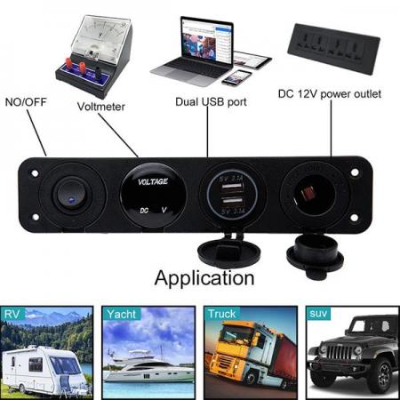 디바이스마트,EV 전기차/캠핑카/그린에너지 > 컨트롤패널/박스 > 컨트롤패널,SMG,12V, 1 LED 듀얼 USB 차량용 충전기 전압계 패널 (초록) [TYE-SP011],스위치 1구 / 전압계 / 듀얼 USB / 시가잭 / 그린