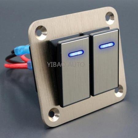 디바이스마트,EV 전기차/캠핑카/그린에너지 > 스위치/커넥터/릴레이 > 스위치/셀렉터,SMG,IP65 12/24 v 로커 스위치 패널 (골드 2구) [TYE-SP021],12/24V / IP65 / 로커스위치 2구 / 골드