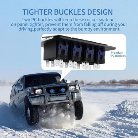 디바이스마트,EV 전기차/캠핑카/그린에너지 > 스위치/커넥터/릴레이 > 스위치/셀렉터,SMG,IP65 12/24 v 로커 스위치 패널 (블랙 4구) [TYE-SP028],12/24V / IP65 / 로커스위치 4구 / 블랙