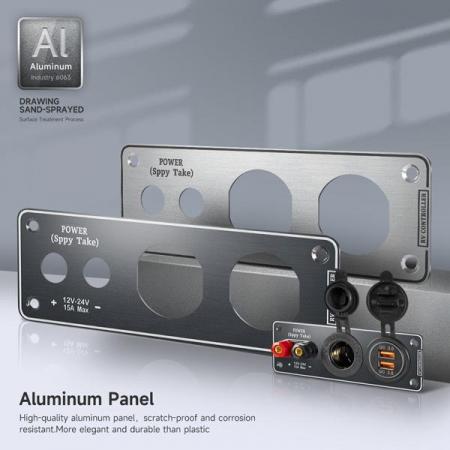 디바이스마트,EV 전기차/캠핑카/그린에너지 > 컨트롤패널/박스 > 컨트롤패널,QUBEN,AC110V 220V 듀얼 포트 USB QC3.0 12V 24V 다기능 패널 (블랙) [TYE-SP035],외부 전원 / 시가잭 / 듀얼 USB / 알루미늄 / 블랙