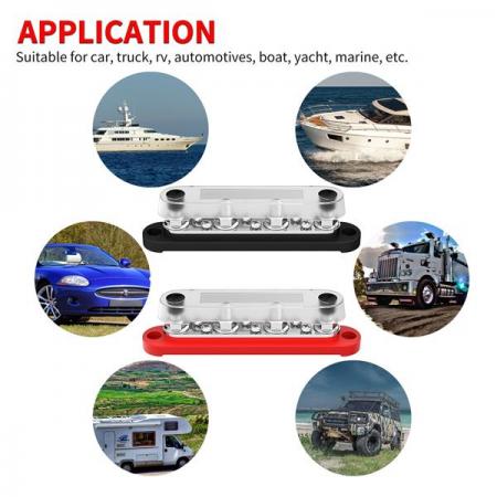 디바이스마트,EV 전기차/캠핑카/그린에너지 > 전선/전기용품 > 단자/단자대/부스바,SMG,자동차 터미널 블록 12v 전원 분배 블록 빨강, 검정 (4xM8, 6xM4) [TYE-TB007],4XM8 / 6XM4 / 300VAC, 48VDC / 150A / 150*28*35mm / 레드&블랙