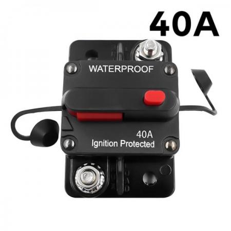 디바이스마트,EV 전기차/캠핑카/그린에너지 > 전선/전기용품 > 변압기/차단기,SMG,AMP 전원 보호 회로 차단기 퓨즈 12-48V DC (40A) [TYE-FU002],수동 리셋 스위치 / IP67 / 12~48V / 74*49*44mm / 40A
