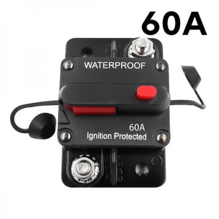 디바이스마트,EV 전기차/캠핑카/그린에너지 > 전선/전기용품 > 변압기/차단기,SMG,AMP 전원 보호 회로 차단기 퓨즈 12-48V DC (60A) [TYE-FU004],수동 리셋 스위치 / IP67 / 12~48V / 74*49*44mm / 60A