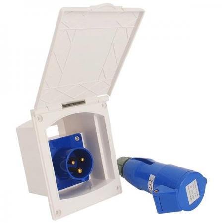 디바이스마트,EV 전기차/캠핑카/그린에너지 > 스위치/커넥터/릴레이 > 산업용커넥터,SMG,220V-240V 16A 외부 플러시 후크 업 방수 소켓 (화이트) [TYE-WPS03],220-240V / 16A / 방수 소켓 / 화이트 / 145*50mm