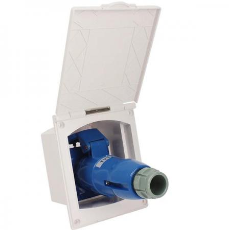 디바이스마트,EV 전기차/캠핑카/그린에너지 > 스위치/커넥터/릴레이 > 산업용커넥터,SMG,220V-240V 16A 외부 플러시 후크 업 방수 소켓+플러그 (화이트) [TYE-WPS04],220-240V / 16A / 방수 소켓+플러그 / 화이트 / 144*115*100mm