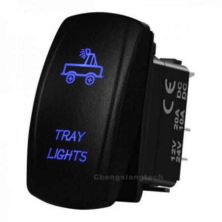 디바이스마트,EV 전기차/캠핑카/그린에너지 > 스위치/커넥터/릴레이 > 스위치/셀렉터,SMG,12V/24V 범용 5/7 핀 블루 LED 스위치 (TRAY LIGHTS) [TYE-LS103],24V, 10A / 12V, 20A / SPST / 방수 IP 6 / 블루 / TRAY LIGHTS