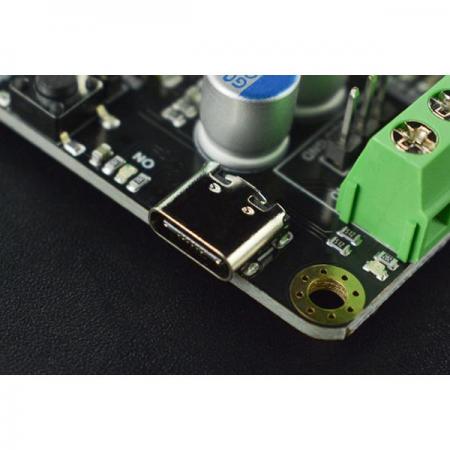 디바이스마트,기계/제어/로봇/모터 > 모터드라이버 > DC모터 드라이버 > 100W 이하 DC모터 드라이버,DFROBOT,Light & Motor Driver for Python (V1.0) [DRI0050],입력 전압 범위: 5V~24V / 최대 제어 전류: 10A / PWM 듀티비 조정 범위: 0~255 / PWM 주파수 조정 범위: 183Hz ~ 46875Hz / USB 인터페이스: C형 / UART 인터페이스: PH2.0-4P