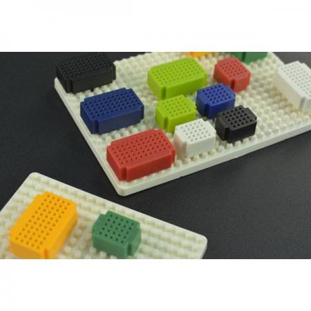 디바이스마트,MCU보드/전자키트 > 교육용키트/로봇 > 교육용키트 > 재미있는키트/기타,DFROBOT,Multi-color Block Building Breadboard Kit [FIT0908],재질: ABS / 홀 수: 25 & 55 홀 / 구멍 피치: 2.54mm/0.1"" / 적당한 철사 직경: 20-29AWG / 작동 온도: -20℃~+80℃ / 브레드보드 색상: 빨강, 노랑, 파랑, 녹색, 검정, 흰색, 신선한 녹색