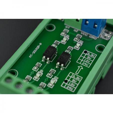 디바이스마트,MCU보드/전자키트 > 전원/신호/저장/응용 > 레벨컨버터/전압관리,DFROBOT,2-Channel Level Converter (12V to 5V)[DFR0912],입력 채널: 2채널 광커플러 절연 / 출력 신호: PNP 출력(NPN에서 PNP로 사용 가능) / 출력 전류: 각 채널에 대해 50mA 이하 / 표시기: SMD LED / 나사 구멍의 크기: 3mm