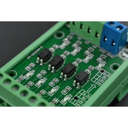 디바이스마트,MCU보드/전자키트 > 전원/신호/저장/응용 > 레벨컨버터/전압관리,DFROBOT,4-Channel Level Converter (12V to 3.3V)[DFR0913],입력 채널: 4채널 광커플러 절연 / 출력 신호: PNP 출력(NPN에서 PNP로 사용 가능) / 출력 전류: 각 채널에 대해 50mA 이하 / 표시기: SMD LED / 나사 구멍의 크기: 3mm/0.12"