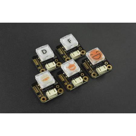 디바이스마트,MCU보드/전자키트 > 버튼/스위치/제어/RTC > 버튼/스위치/조이스틱,DFROBOT,Gravity: LED Switch x 5 Pack [DFR0789],작동 전압: +3.3-5V(3.3V 권장)  / 출력: 디지털 신호 / 인터페이스: PH2.0-3P / 크기: 27 x 26.5mm