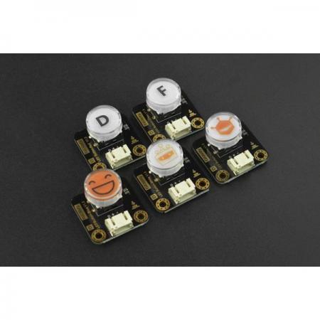 디바이스마트,MCU보드/전자키트 > 버튼/스위치/제어/RTC > 버튼/스위치/조이스틱,DFROBOT,Gravity: LED Button x 5 Pack [DFR0785],작동 전압: +3.3-5V(3.3V 권장) / 출력: 디지털 신호 / 인터페이스: PH2.0-3P / 크기: 27×26.5mm