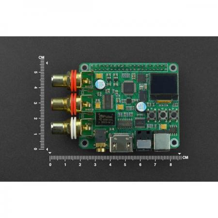 디바이스마트,오픈소스/코딩교육 > 라즈베리파이 > 라즈베리파이 확장보드/HAT,DFROBOT,DAC Audio Decoder Board for Raspberry Pi 3B+/ 4B [DFR0941],동축: PCM 32K - 192K/24Bit, DOP DOP64 / 광섬유: PCM 32K - 192K/24Bit, DOP DOP64 / 정격 전압: +5V / 정격 전류: 300mA / 널 차원: 56mm*65mm/2.20*2.56"