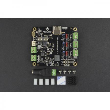 디바이스마트,MCU보드/전자키트 > 전원/신호/저장/응용 > 태양열/태양추적,DFROBOT,Solar Power Manager with Panel (9V) [DFR0535-1],태양광 발전 관리 IC: LTC3652 / 태양열 입력 전압(SOLAR IN): 7V~30V / 충전 전류(USB/SOLAR IN): 최대 2A /  MPPT 설정 전압: OFF/9V/12V/18V  / USB 입력 전압: 5V / 작동 온도: -40℃~85℃