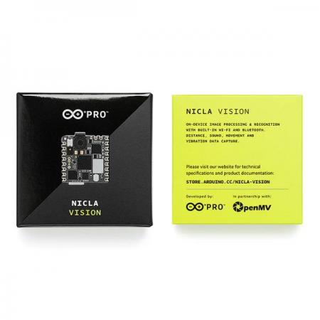 디바이스마트,오픈소스/코딩교육 > 아두이노 > 아두이노 정품 보드/쉴드/키트,아두이노,Arduino Pro - Nicla Vision,ABX00051 / STM32H747AII6 듀얼코어 Arm® Cortex® M7/M4 기반 / 2MP Color Camera + 6축 IMU (LSM6DSOX) + Distance / ToF (VL53L1CBV0FY/1) + Microphone / 2MB Flash, 1MB RAM, 16MB QSPI Flash / Wi-Fi + Bluetooth® Low Energy 4.2 (Murata 1DX - LBEE5KL1DX-883) / 22.86 x 22.