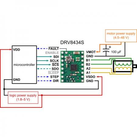 디바이스마트,기계/제어/로봇/모터 > 모터드라이버 > 스텝모터 드라이버 > 바이폴라 스텝모터 드라이버,Pololu,DRV8434S SPI Stepper Motor Driver Carrier, 2A Max. Current Limit (Header Pins Soldered) #3769,DRV8434S SPI / 스테퍼 모터 드라이버 캐리어 / 최대 2A / 작동 전압 : 4.5V ~ 48V / 논리 전압 : 1.8V ~ 5.5V / 크기 : 0.6인치 x 0.8인치