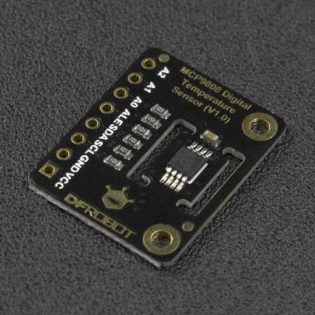 디바이스마트,MCU보드/전자키트 > 센서모듈 > 온도/습도 > 온도센서,DFROBOT,Fermion: MCP9808 High Accuracy I2C Temperature Sensor [SEN0435],고온 감지 정확도 ±0.25°C/±0.5°C(일반/최대) / -40°C ~ +125°C의 넓은 온도 감지 범위 / 작동 전류: 200μA(일반) / 차원: 18.5×23mm/0.73×0.91"